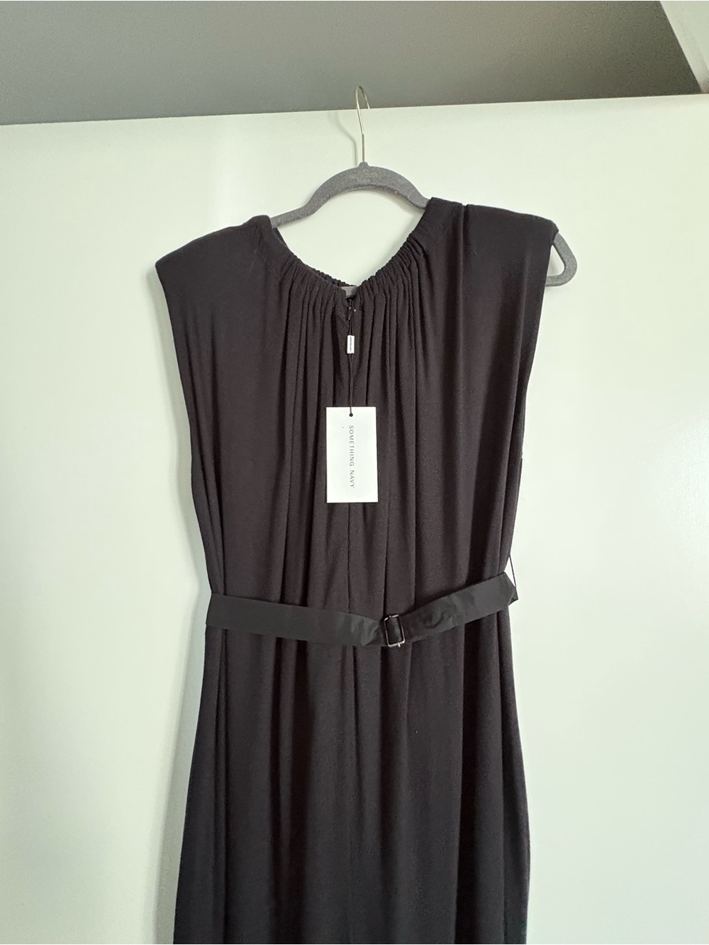Something Navy Nikki Black Sleeveless Jumpsuit with Waist Bow - Picture 9 of 15
